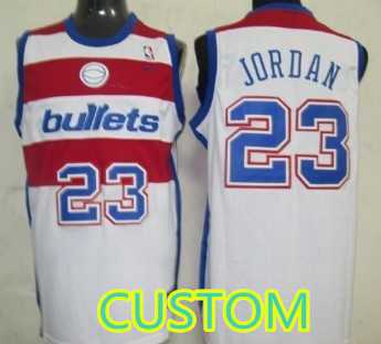 Men & Youth Customized Washington Bullets White Swingman Throwback Jersey-0